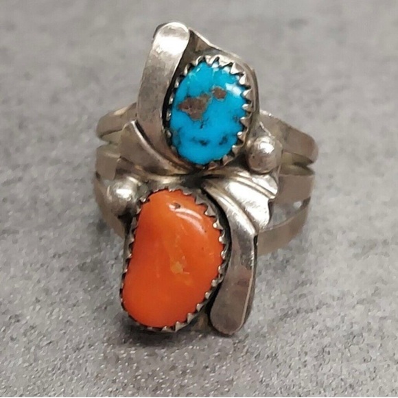 Sterling Silver Navajo Turquoise Ring Size 7.5 5.5G - Picture 1 of 4